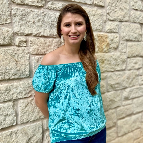 Teal Velvet Top - Picture 2 of 4